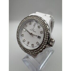 ToyWatch Plasteramic White Crystal Bezel Date Watch - New Battery Fitted